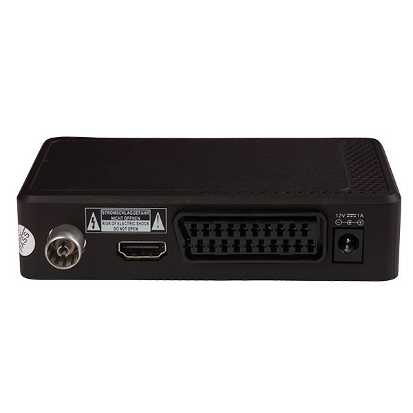ethernet LAN coaxial RF in. Ricevitore digitale terrestre Denver DTB-145 Alta definizione Scart Decoder DVB-T2 H.265 Telecomando Connessioni: HMDI USB 