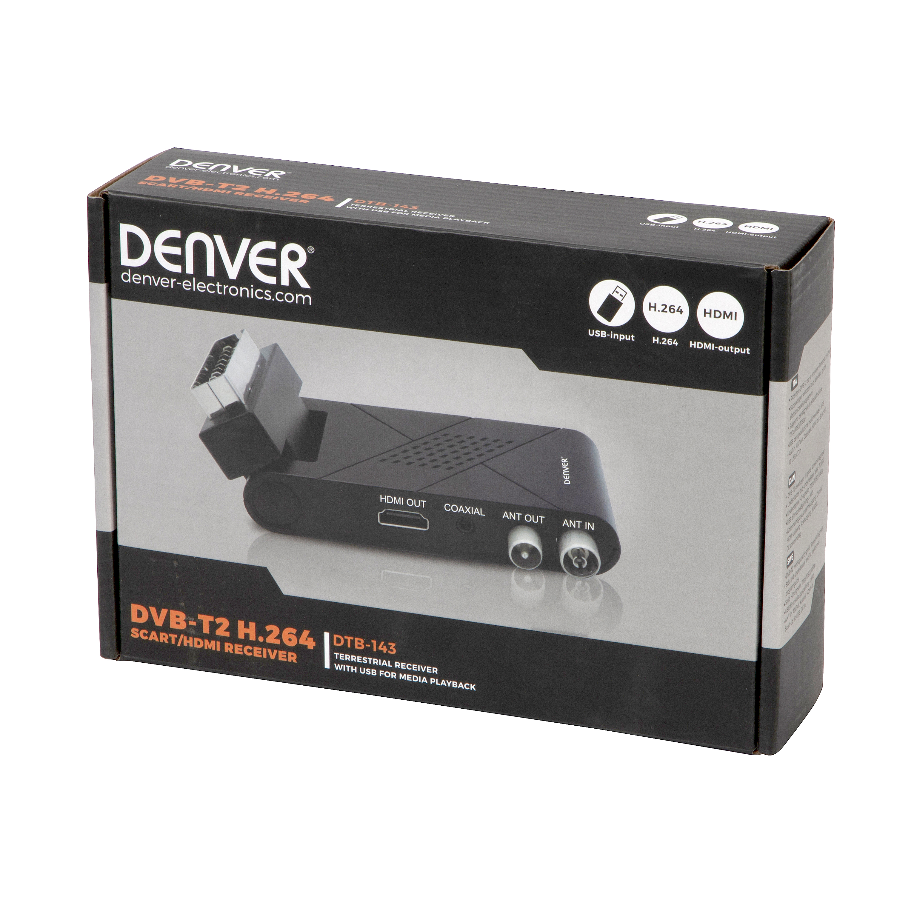 RECEPTOR TDT-HD DENVER DTB-143 USB EUR HDMI DVB-T2