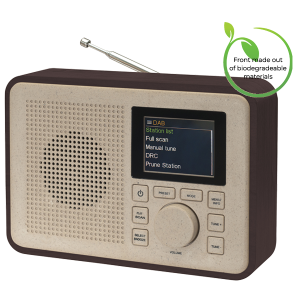 Lightwood DAB/DAB+ & Radio FM Denver MRD-105 7 en 1 Système Hi-Fi avec écran couleur de 2,4 pouces USB Lecteur CD Télécommande Bluetooth Corps en Bois & Haut-parleurs Aux In